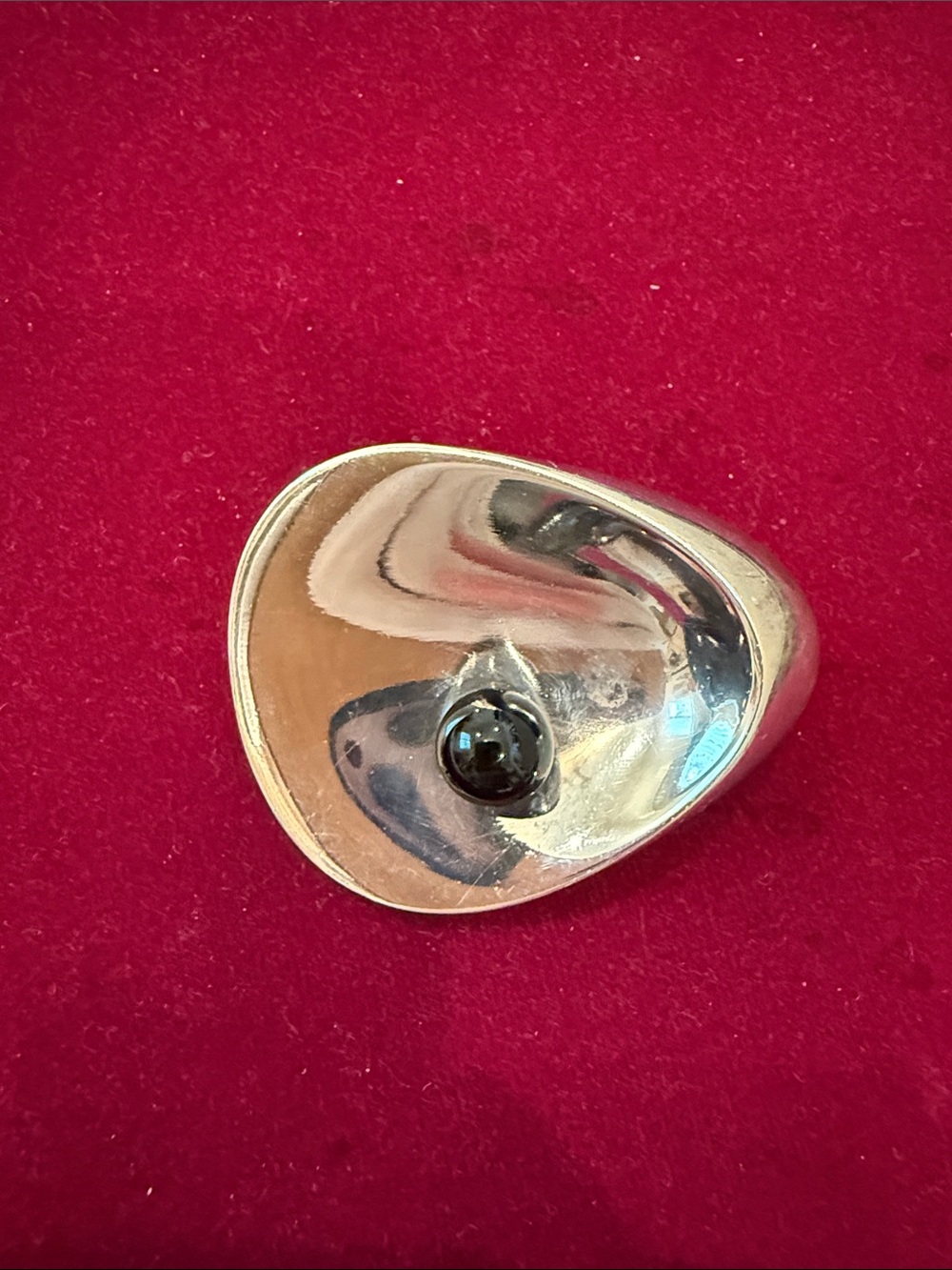 Georg Jensen Sterling Silver Brooch with Black Onyx Pearl Center